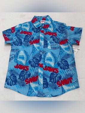 Graphic Button Up Boys Shirt with Short Sleeves, Size Medium-8 NWT's